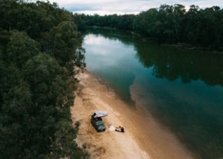 Camp on an isolated river beach at Ulupna Island