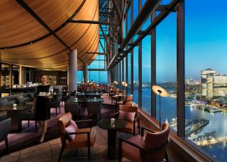 Bar with harbour view at Sofitel Sydney Darling Harbour