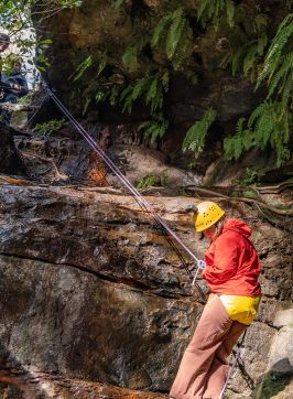 Woman abseiling with High and Wild Australian Adventures, Katoomba