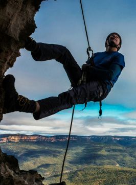 Man abseiling with Blue Mountains Adventure Company, Blue Mountains