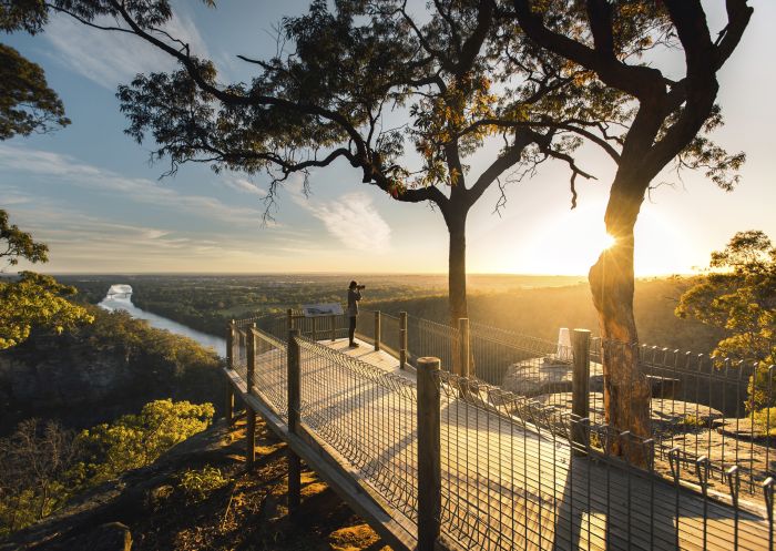 Scenic views overlooking the Nepean River, Penrith and Mulgoa from Mount Portal Lookout, Blue Mountains