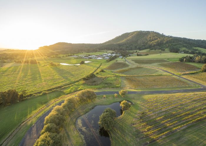 Sun setting over the scenic grounds of Coolangatta Estate, Shoalhaven Heads