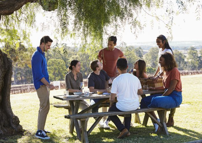 Friends wine tasting at Tyrrell's - Pokolbin - Hunter Valley