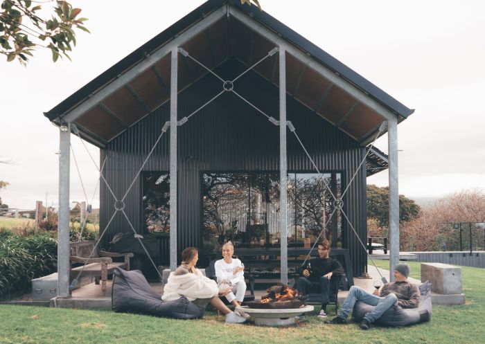 Friends enjoying a relaxing stay at The Shed, Gerroa, Kiama Area, South Coast