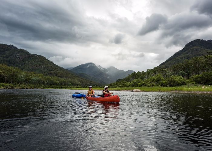 Couple enjoying canoeing on the Clarence River in Grafton