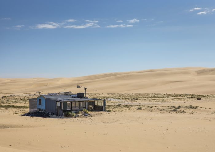 Fishing shack made of corrugated iron located in Tin City, Stockton Beach (Port Stephens)