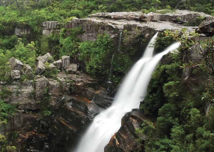 Water flowing down Carrington Falls, Robertson in Budderoo National Park