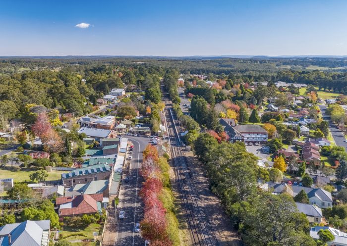 Aerial overlooking the town of Bundanoon in the Southern Highlands