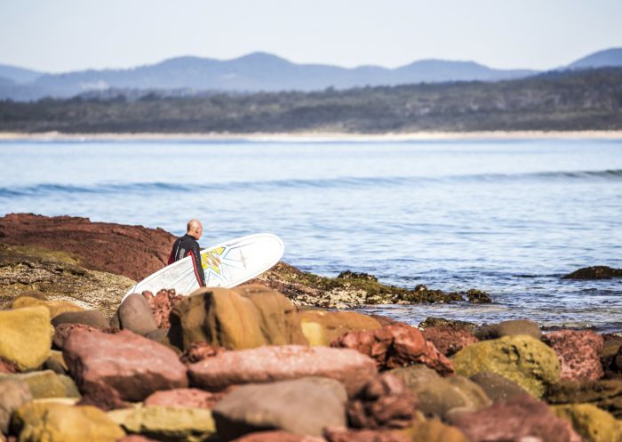 Scenic views of Merimbula Bay and Boggy Creek from Bar Beach, Merimbula