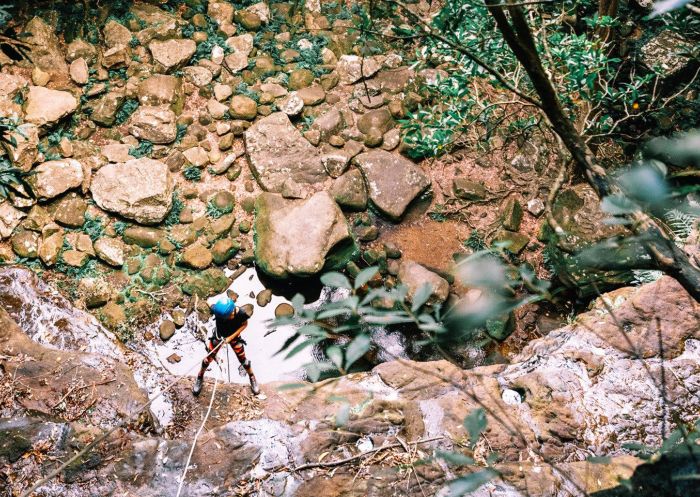 Abseiling Gap Creek Falls with Out and About Adventures. Credit: Out and About Adventures PTY LTD