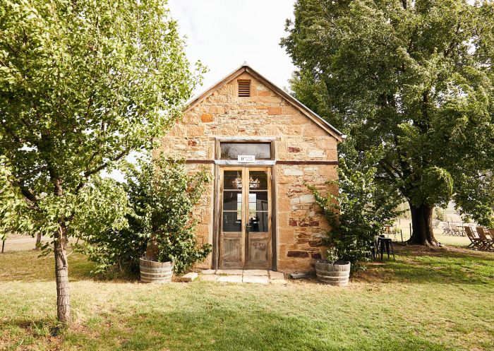 The De Beaurepaire Wines cellar door 'Grafter Room', a 170 year old sandstone stable, Rylstone