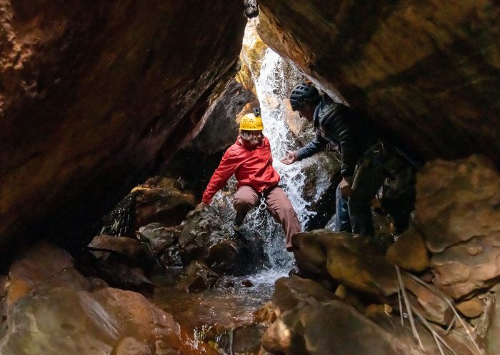 Abseiling in a canyon with High and Wild Australian Adventures, Katoomba