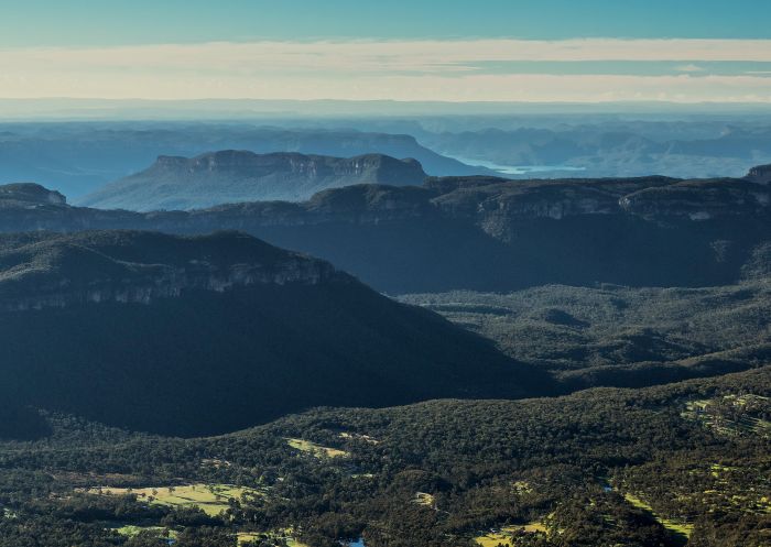 Sun rising over Megalong Valley in the World-Heritage listed Blue Mountains National Park