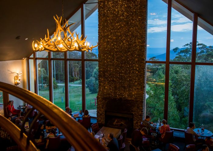 Guests dining at Eucalypt Restaurant inside the Fairmont Resort & Spa, Leura in the Blue Mountains