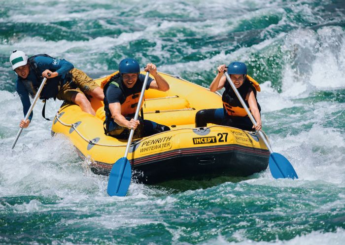 Couple enjoying white water rafting at Penrith Whitewater Stadium, Penrith