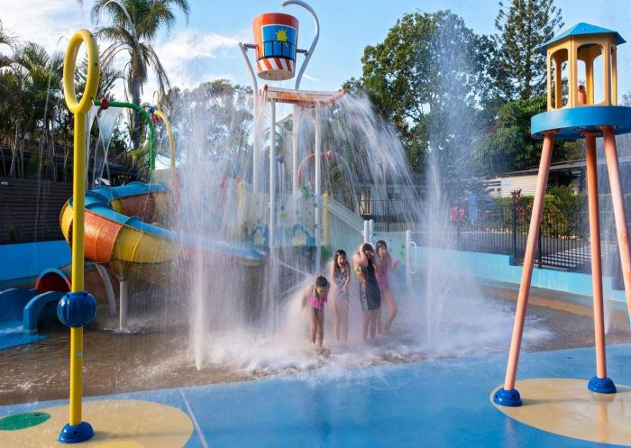 Kids playing in the waterpark at Discovery Parks Emerald Beach, Emerald Beach