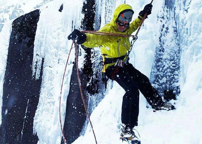 Ice climbing at Blue Lake with K7 Adventures at Kosciuszko National Park, Snowy Mountains