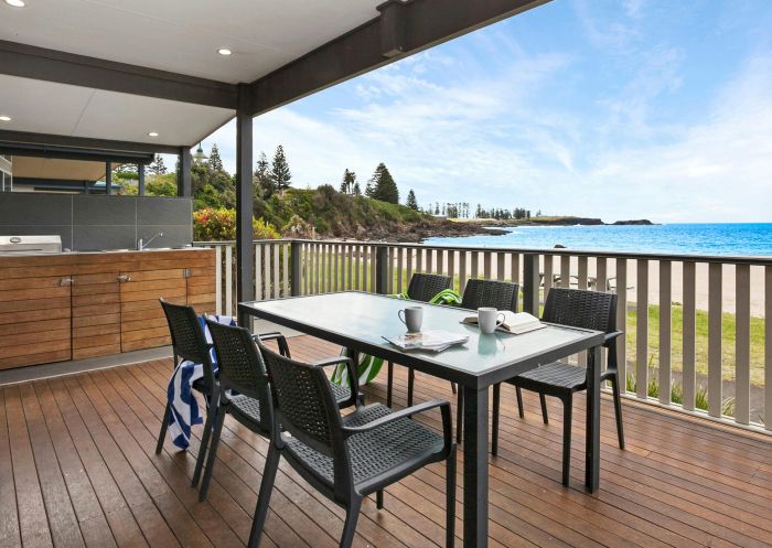 Deck with beach views at Kendalls on the Beach Holiday Park, Kiama