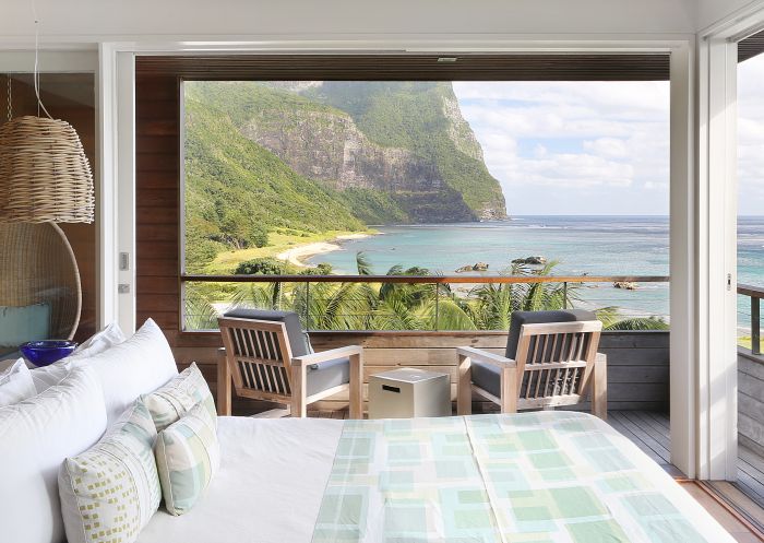 Lidgvird Pavilion room with scenic ocean views to Mount Gower. Capella Lodge, Lord Howe Island