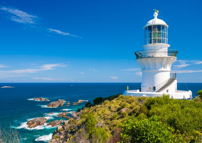 Scenic views of Sugarloaf Point Lighthouse and Sugarloaf Point, Seal Rocks