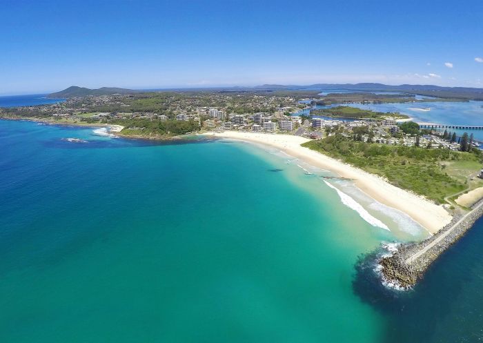 Aerial view of Forster Main Beach, Forster