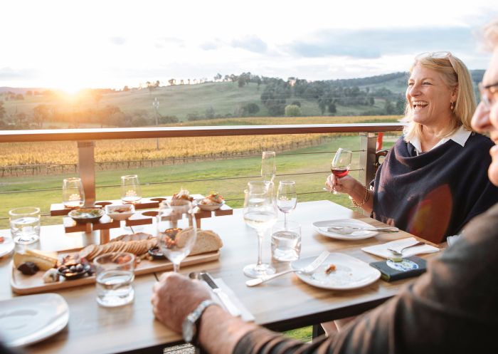 Friends enjoying food and wine at Courabyra Wines, Tumbarumba