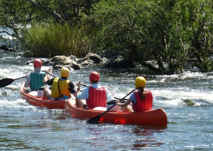 Follow the leader on the Buccarumbi bridge rapid with Nymboida River Canoes, Grafton