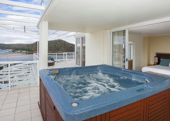 Balcony with spa and views at Mantra Ettalong Beach, Ettalong Beach