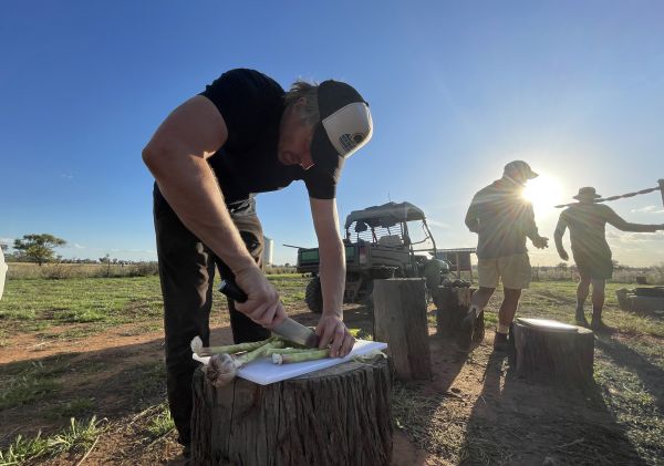 Darren prepping local produce at Outback Lamb Farm, Tullamore