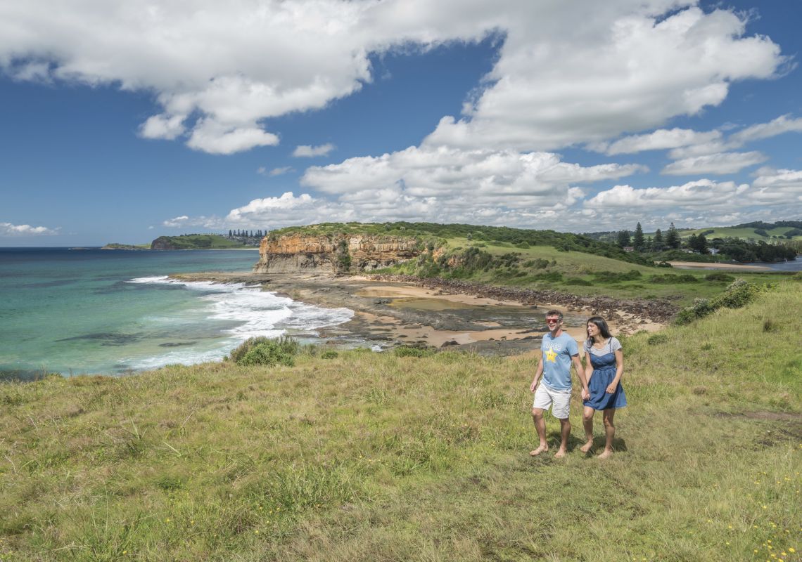 Couple enjoying a Kiama Coast Walk, Kiama Area