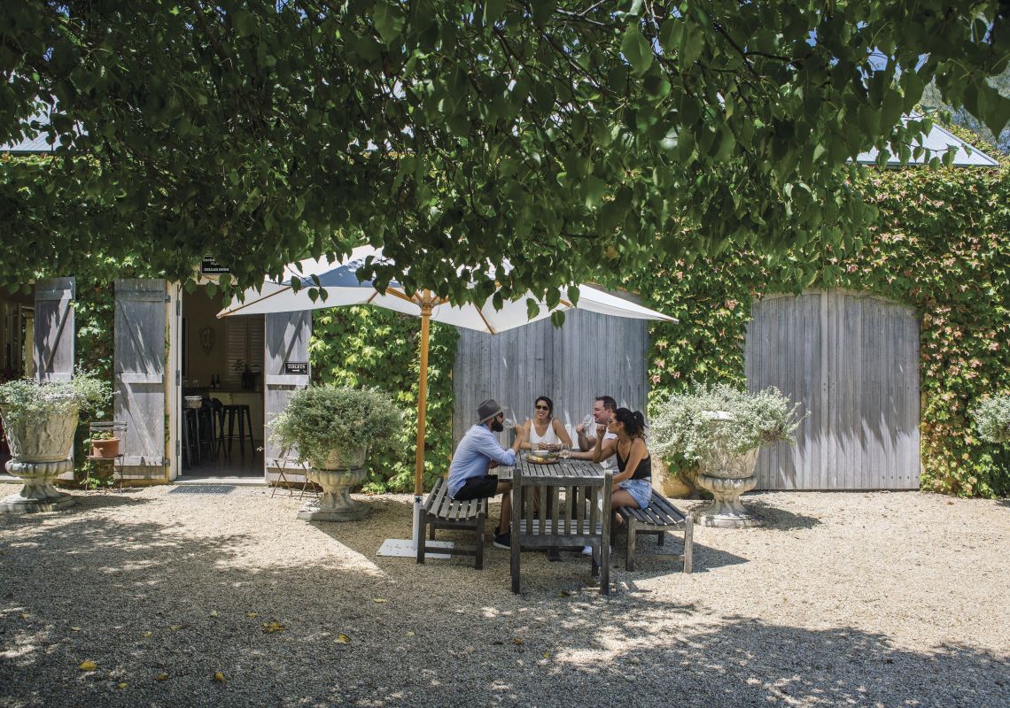 Friends enjoying a lunch and wine at Krinklewood Biodynamic Winery, Broke in the Hunter Valley