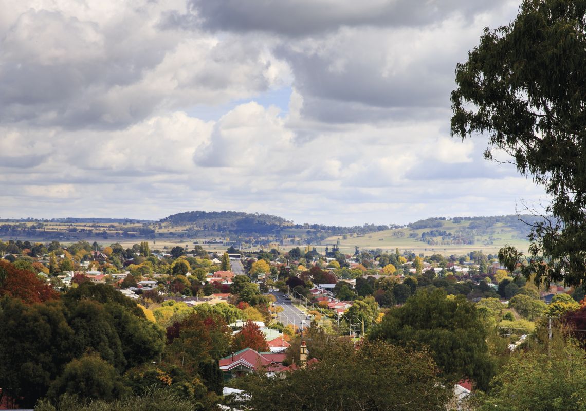 Elevated view overlooking the town of Glen Innes, Country NSW