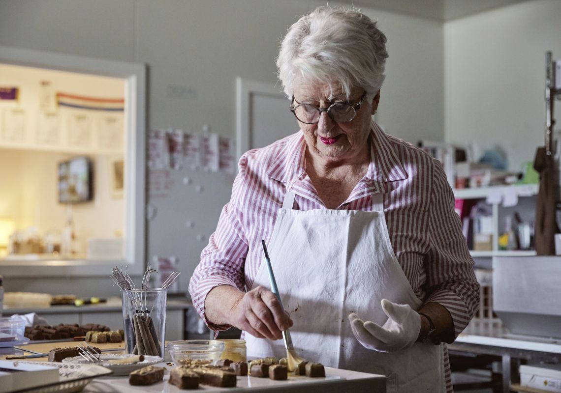 Owner and chocolatier Robyn Rowe of Robyn Rowe Chocolates in her store in Murrumbateman, Yass Area