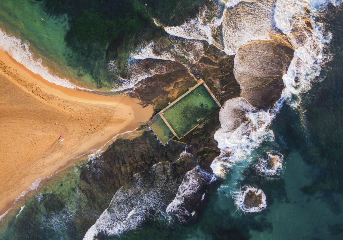 Aerial shot of Mona Vale Rockpool - Mona Vale - Northern Beaches