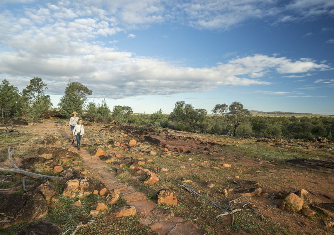 Mother and daughter enjoying a walk through Gundabooka National Park, south of Bourke