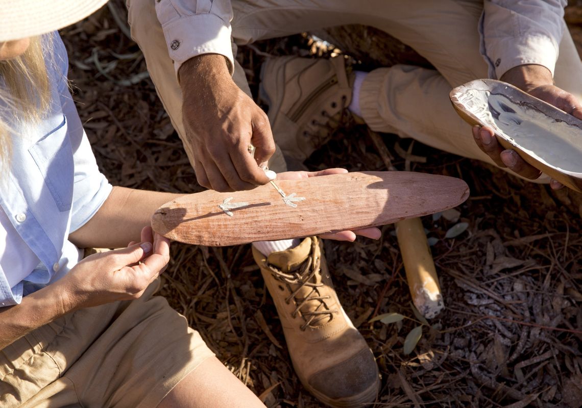 Keanu Bates sharing Aboriginal art and culture on a guided tour through Mutawintji National Park 