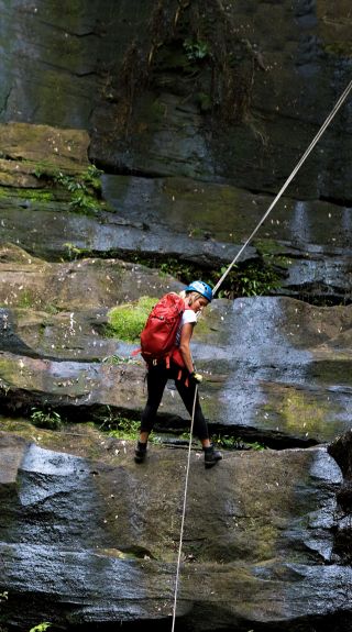 Abseiling Gap Creek Falls, Watagans National Park - Out and About Adventures