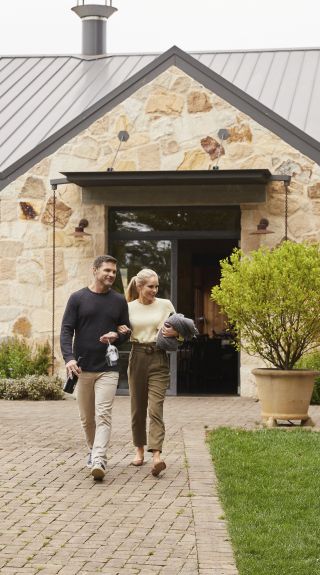 Couple enjoying a romantic getaway at Bendooley Estate in Berrima, Southern Highlands