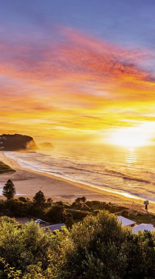 A spectacular sunrise captured at Avoca Beach on the Central Coast