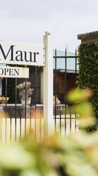 Signage welcoming visitors to St. Maur Wines in Exeter, Southern Highlands