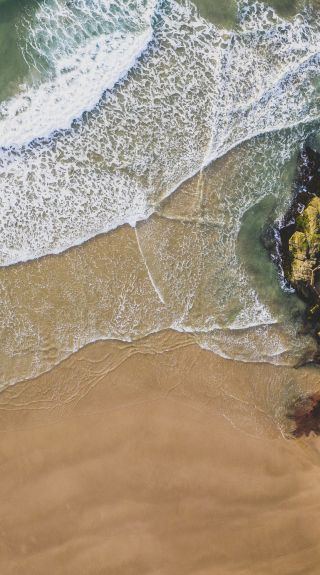 Scenic aerial overlooking Yamba Main Beach and Yamba Ocean Pool, North Coast