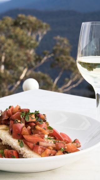 Food and wine with breathtaking views over the Jamison Valley at The Lookout, Echo Point, Katoomba