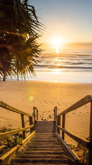 Sun rises over Diggers Beach, Coffs Harbour