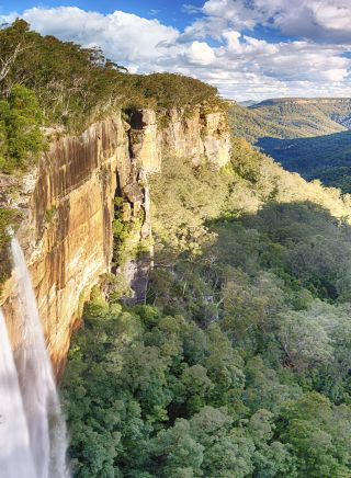 The scenic Fitzroy Falls at Morton National Park in Fitzroy Falls, Southern Highlands