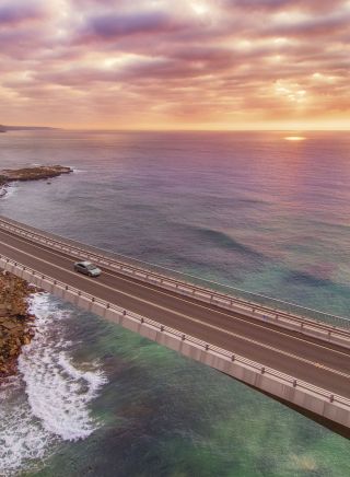 The scenic coastal drive along Sea Cliff Bridge in Clifton, Wollongong