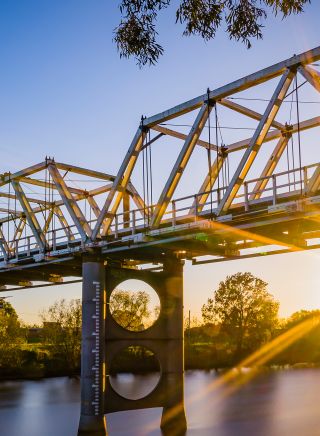 The Morpeth Bridge over the scenic Hunter River in Morpeth, Hunter Valley