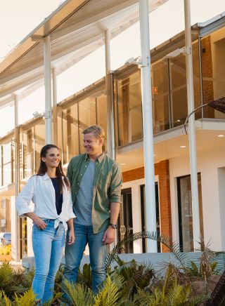 Couple enjoying a visit to the Lismore Regional Gallery, Lismore