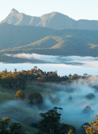 Scenic country views of Wollumbin Mount Warning, Tweed Range