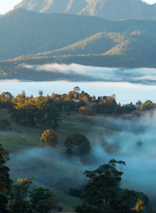 Scenic country views of Wollumbin Mount Warning, Tweed Range