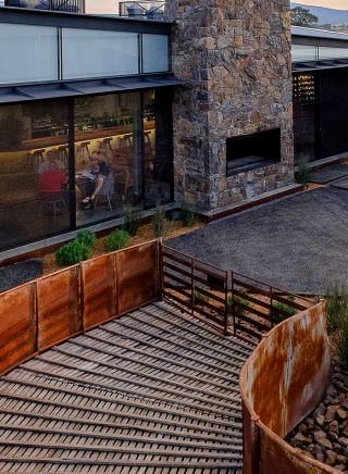 Sun setting over the Glasshouse Restaurant at Goonoo Goonoo Station, Tamworth